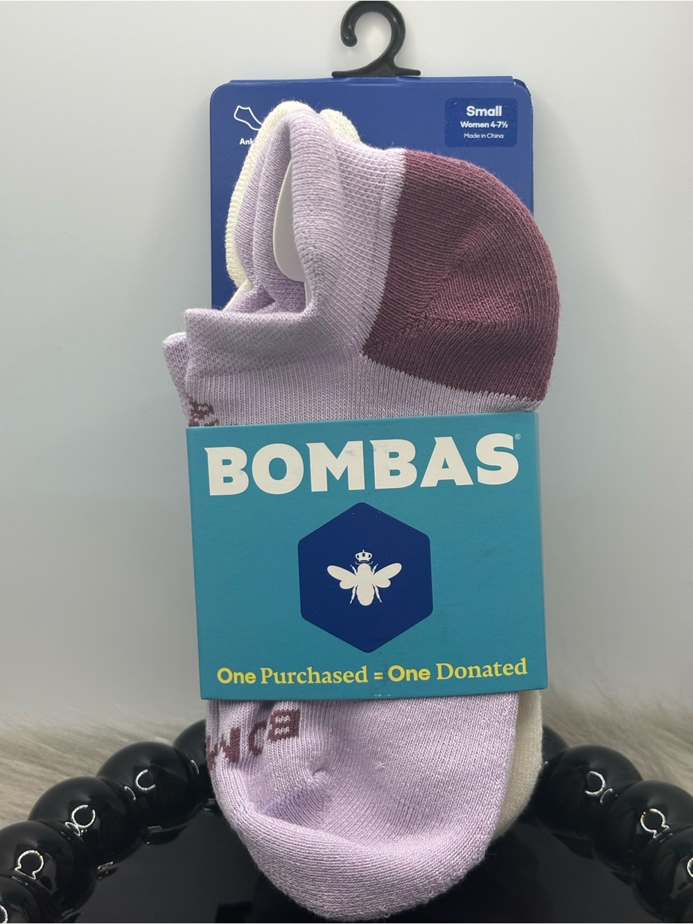 Bombas Women's No-Show Socks in Lavender & Maroon 3 pack (small)